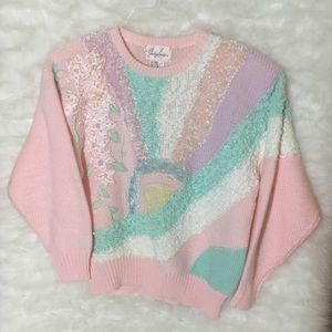 Jocelyn Smith Colorful Pastel Girly Beaded Sweater